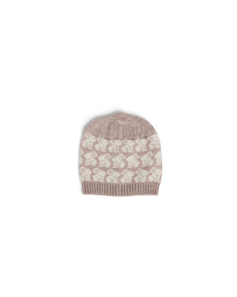 Knitted beanie - Merino wool - Bunnies - Pink/Powder - Smallstuff