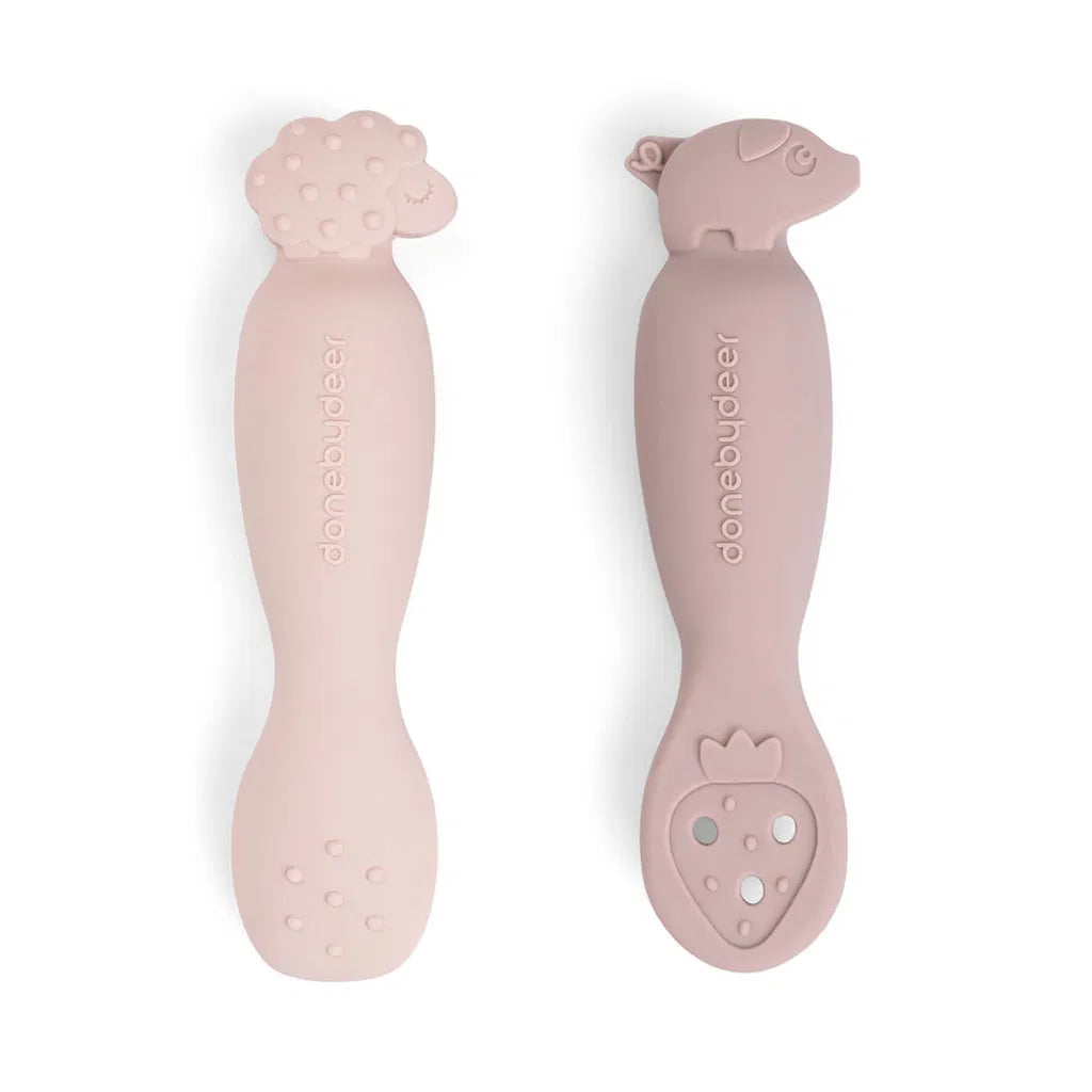 Löffelset für Babys – Learning spoon set – Tiny Farm – Powder – Done by Deer