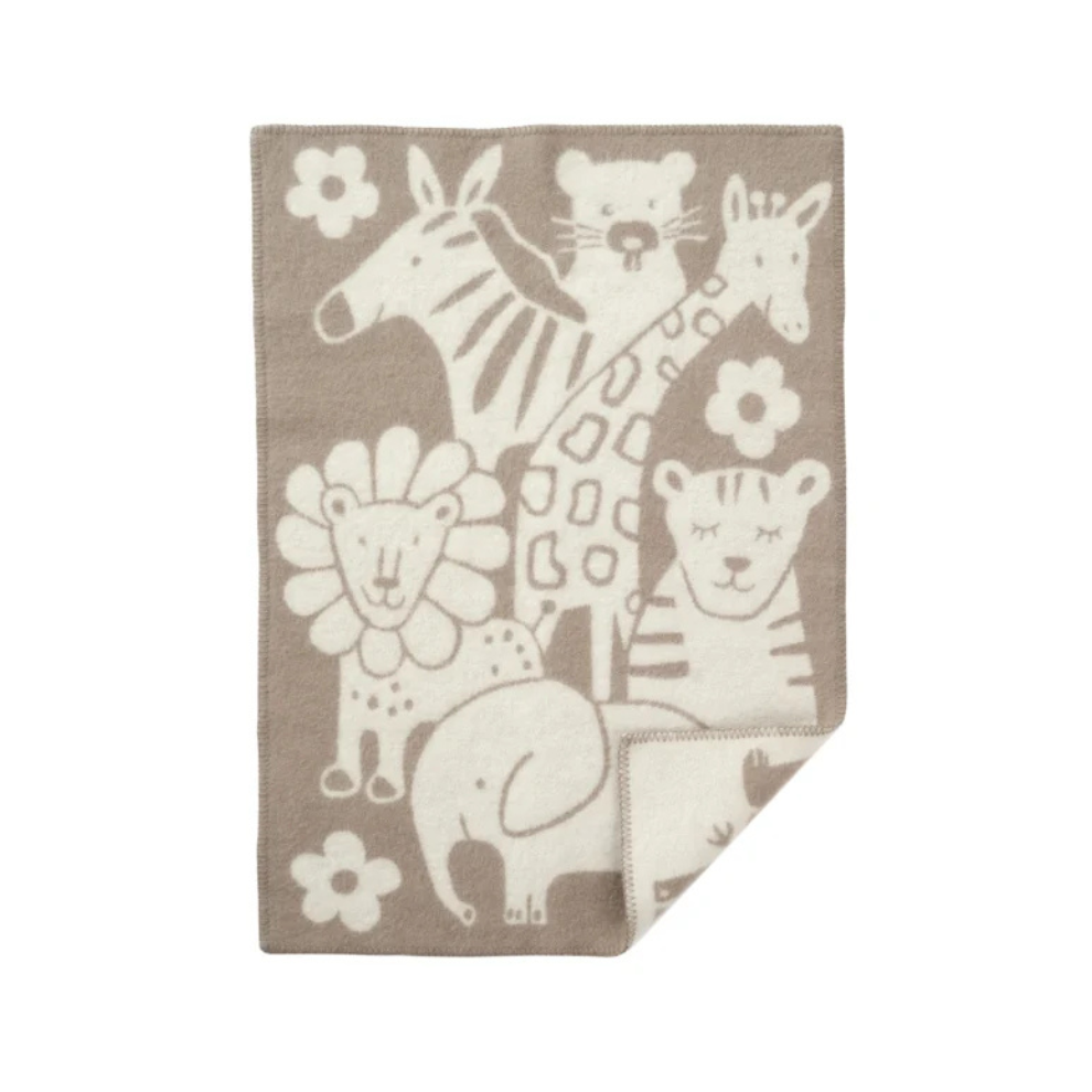 Cradle blanket - Organic wool - 65x90cm - Taupe/Picnic - Klippan