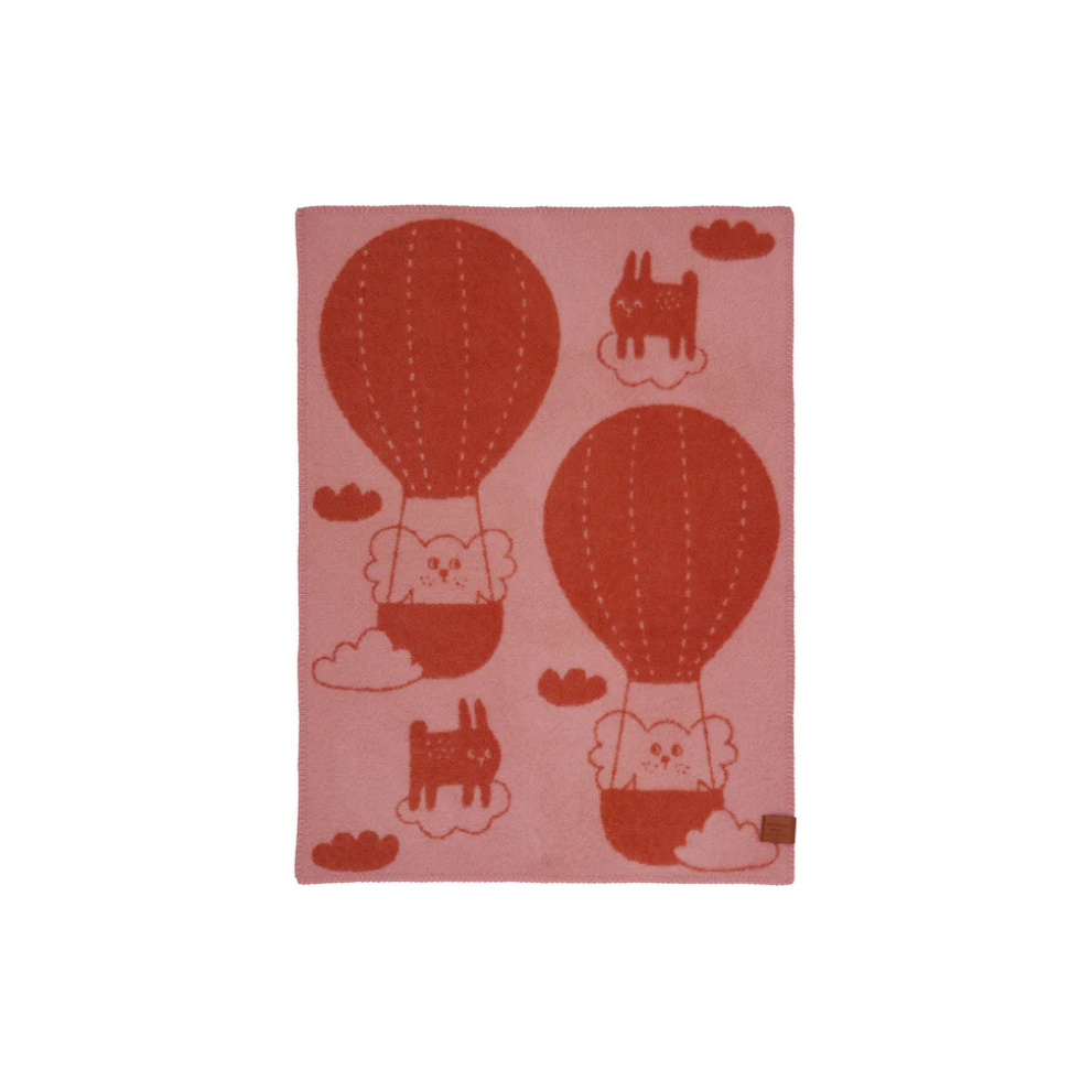 Wiegedecke - Ballon pink/rost - Bio-Wolle - 65x90cm - Klippan