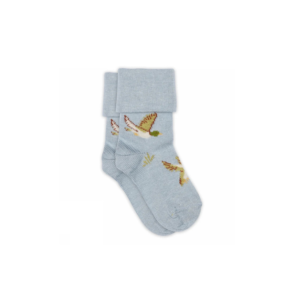 Baby socks Osvald - Blue/Ducks - Cotton - Dusty Blue - MP Denmark
