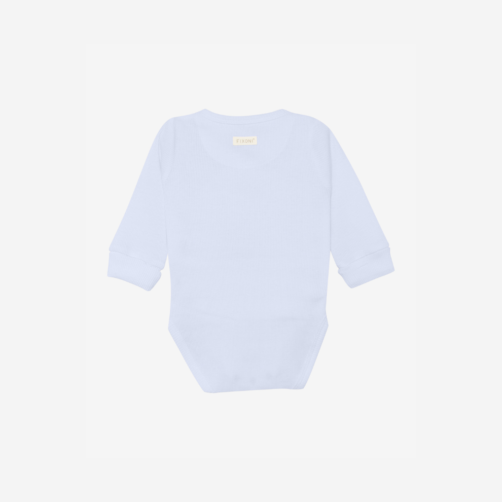 Wrap Over Bodysuit - Organic Cotton - Wrap Body Long Sleeve - Arctic Ice - GOTS - Fixoni