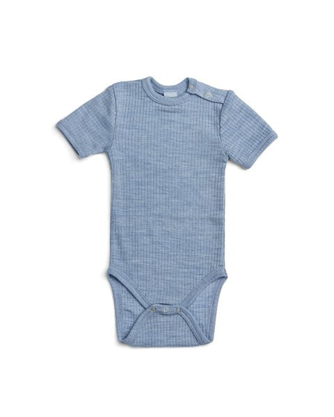 Romper merino wol - Blauw - Korte mouw - SmallStuff