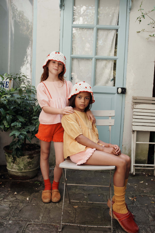 Badstof Kort Broekje – Short Volant – Rood/Coquelicot – Emile et Ida kids