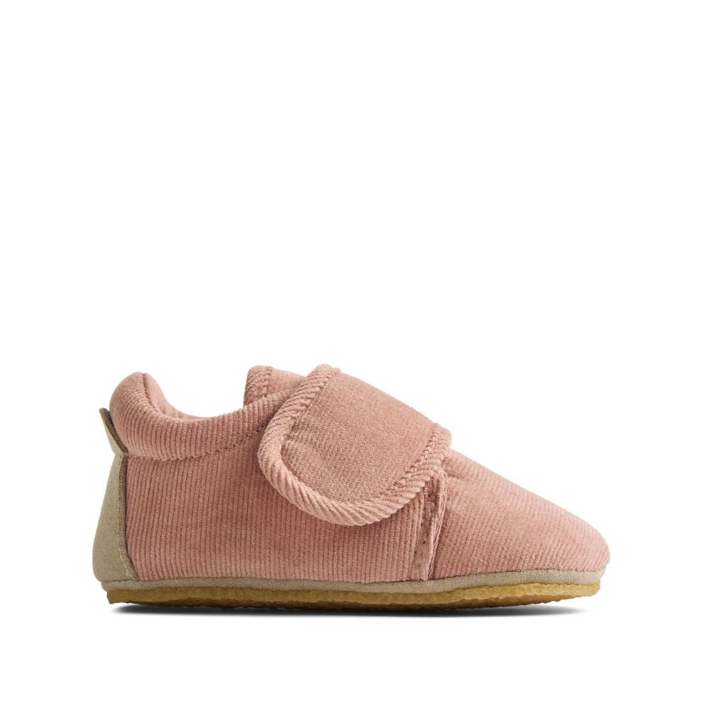 Corduroy binnenschoen Sasha - Biologisch katoen - Rose powder - Wheat zijkant