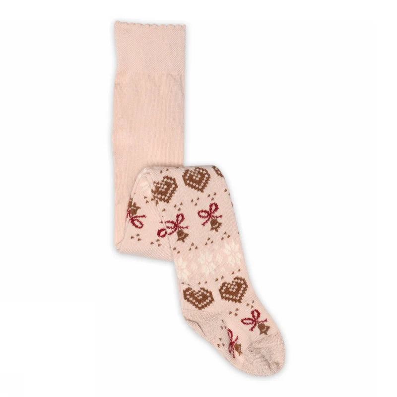 Chrissy Tights – Rose Dust – Kinderstrumpfhose aus Baumwolle – Weihnachtsmuster – MP Denmark
