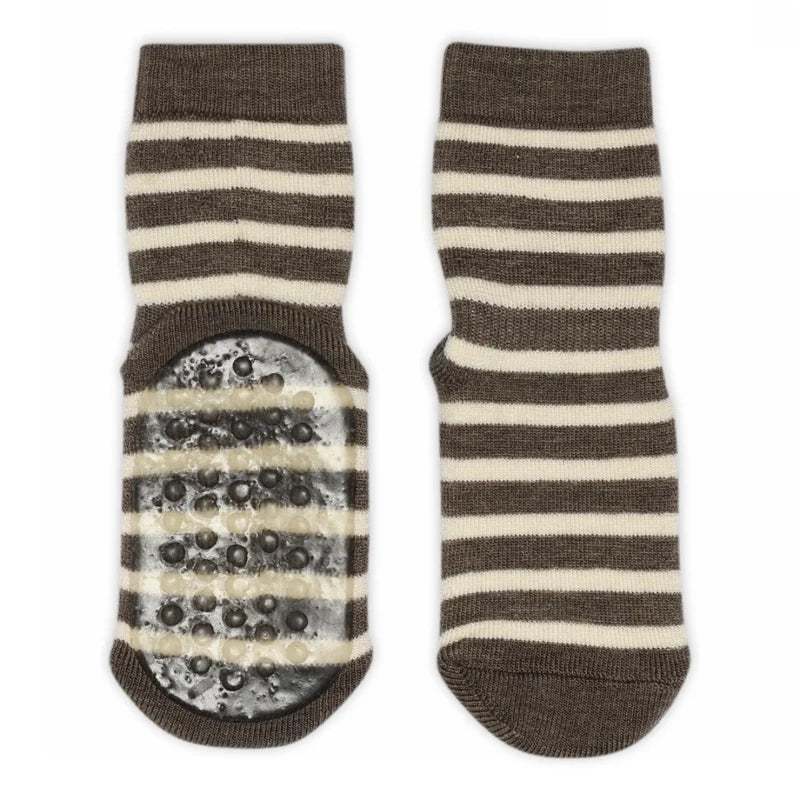 Elis Anti-Slip Socks – Brown Melange – Chaussettes antidérapantes en laine pour enfant – Laine mérinos – MP Denmark