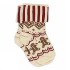 Merry Socks – Kids' Cotton Christmas Socks – Holiday Pattern and Striped Fold-Over Cuff – MP Denmark