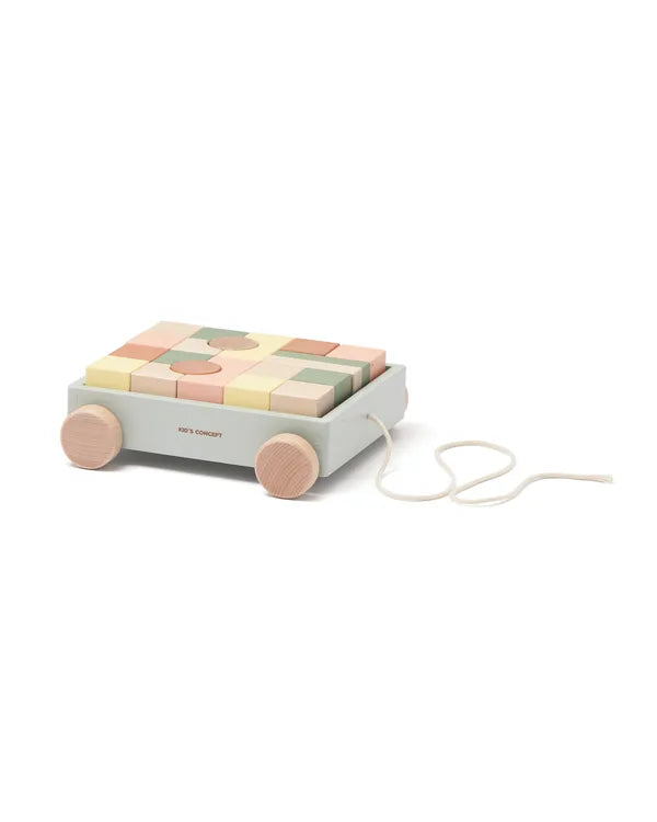 Hölzerner Ziehwagen mit Blöcken - 21-teiliges Set - Kid's Concept