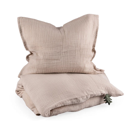 Mousseline beddengoed baby - Dekbedovertrek - 100x70 & 40x45 - Seabreeze beige