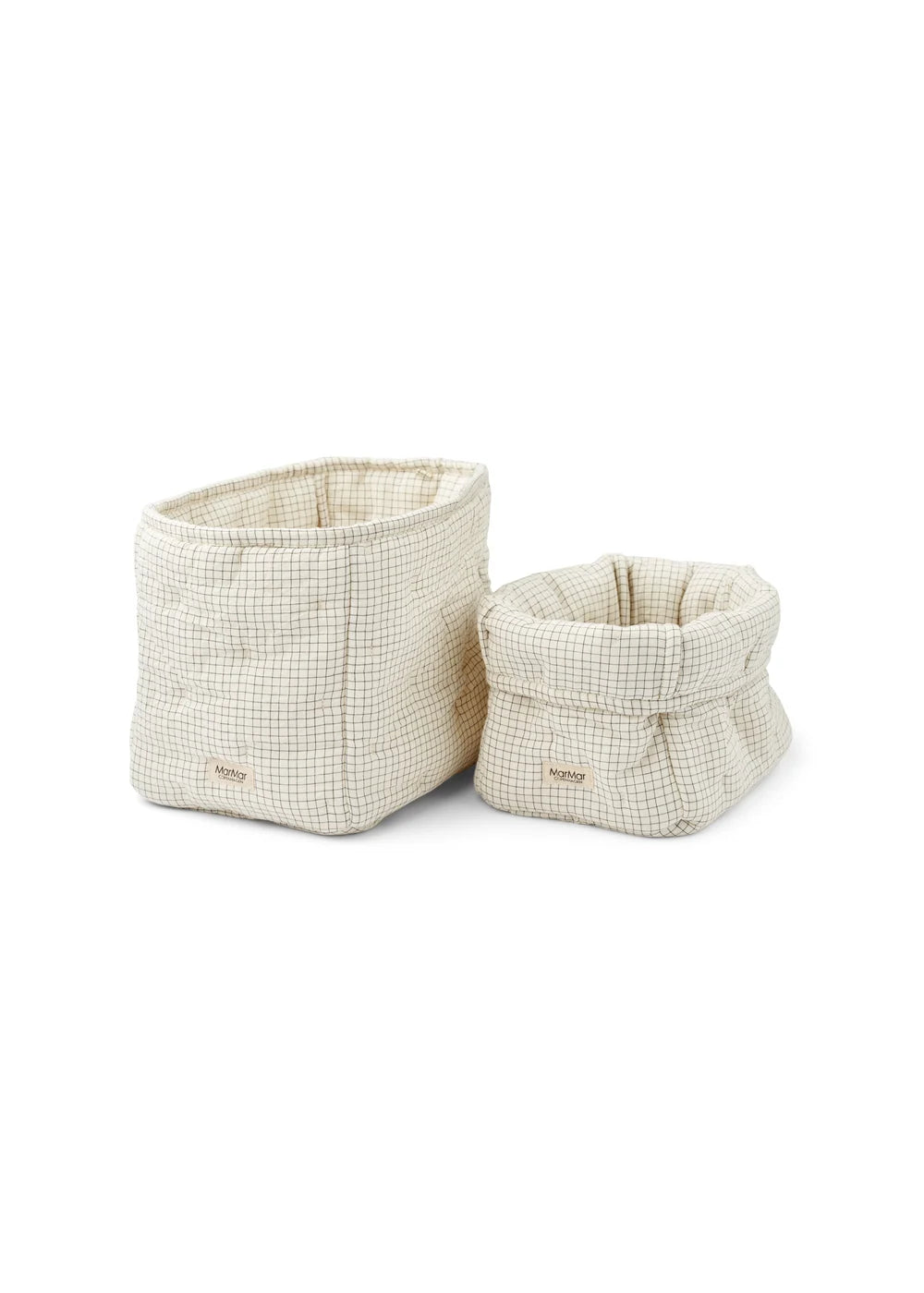 Nursery Storage Bags – Deep Lake Check – 2er-Set gesteppte Aufbewahrungskörbchen – Bio-Baumwolle – MarMar Copenhagen
