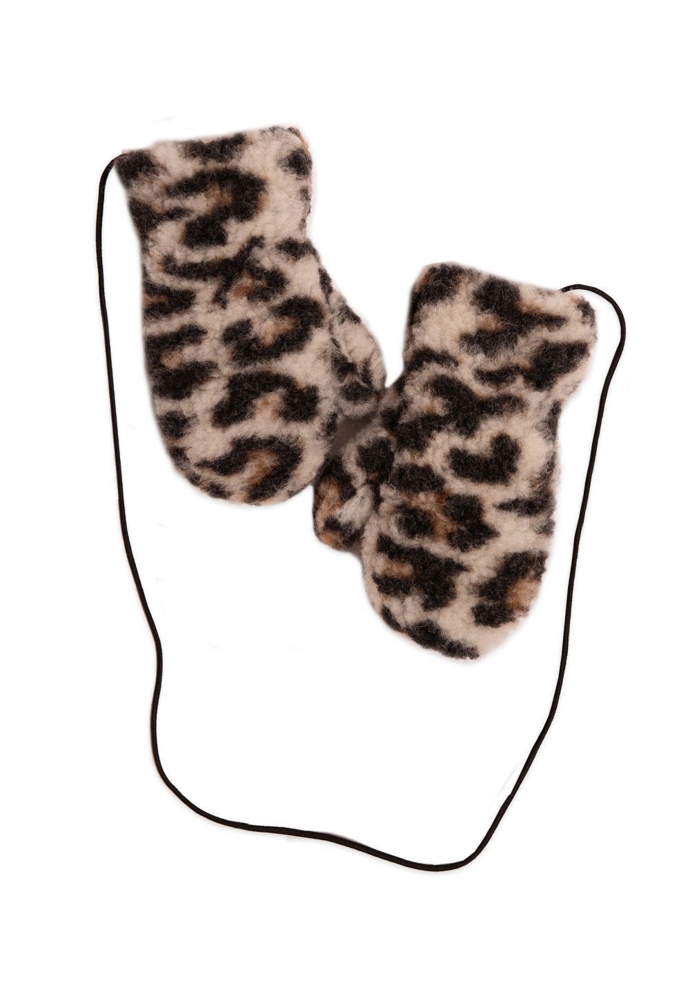 Woolen children's mittens with cord - Gully Junior Beige – 100% wool – Alwero