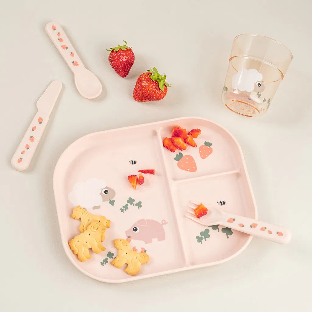 Fächer-Kinderteller - Foodie compartment plate - Tiny farm - Powder - Done by Deer