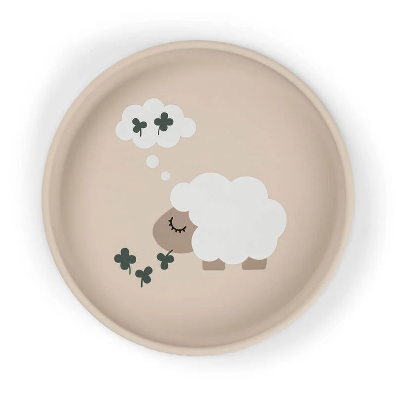 Saugnapf Teller - Silicone Stick&Stay plate - Tiny farm - Sand - Done by Deer