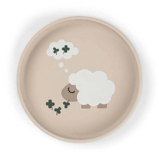 Saugnapf Teller - Silicone Stick&Stay plate - Tiny farm - Sand - Done by Deer