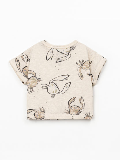 T-shirt met krabprint - Raw - 100% biologisch katoen - Play Up - achterkant