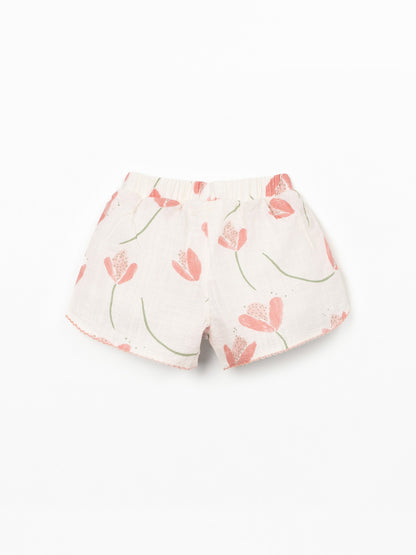 Short met tulpenprint - Raw - 100% biologisch katoen - Play Up - achterkant