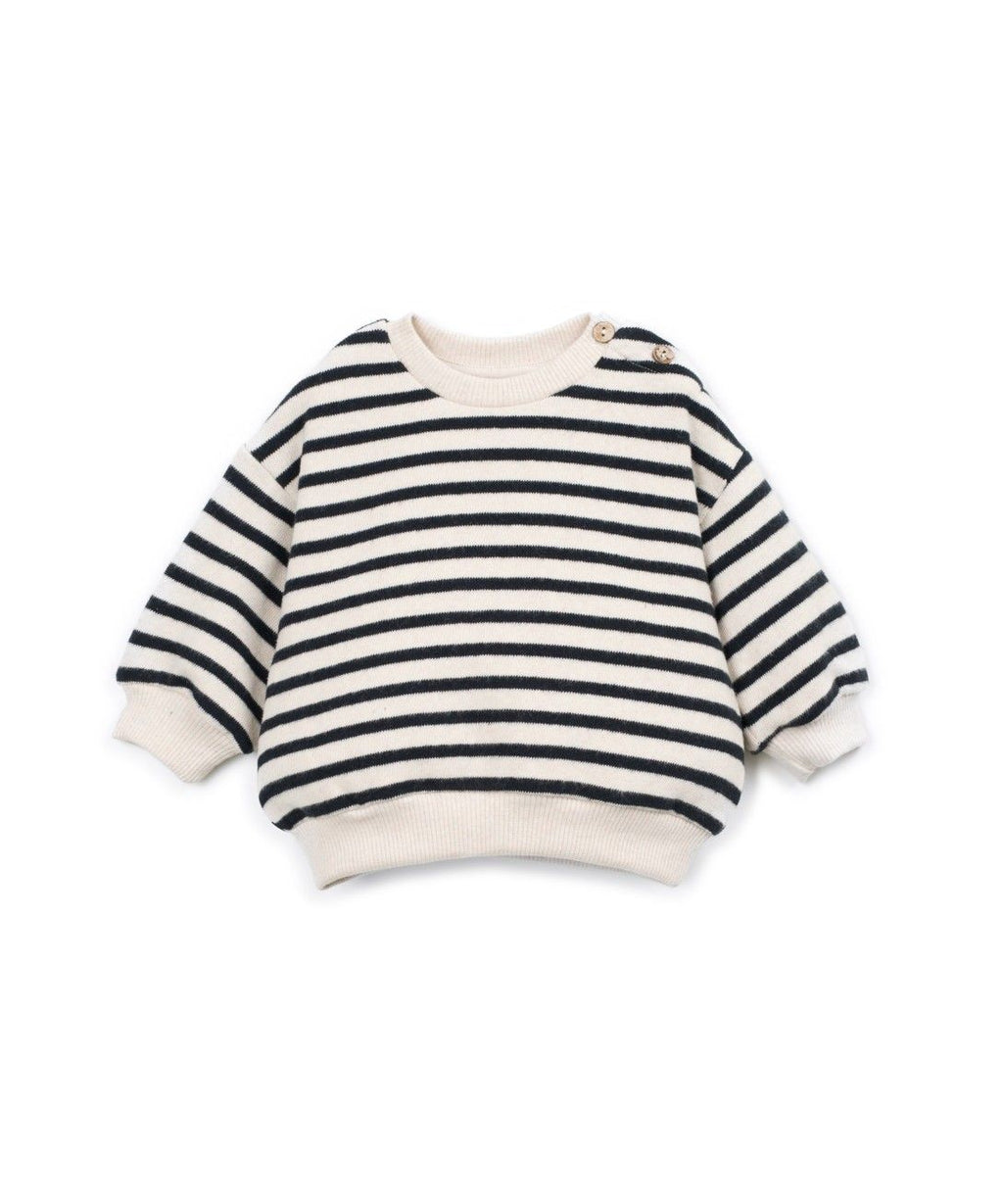 Striped Jersey Sweater - Cocoon/Zwart - Katoen & gerecycled katoen - Play Up