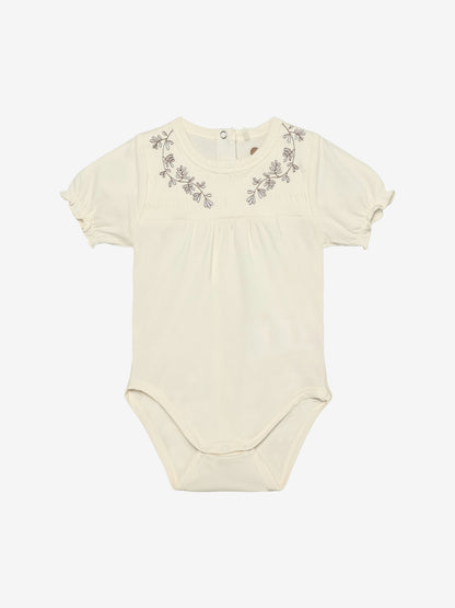 Romper korte mouw - Katoen - Eggnog - Body SS Embroidery - En Fant