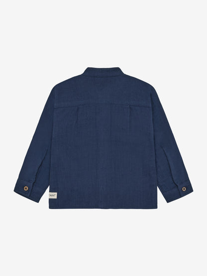 Overhemd top - Biologisch katoen mousseline - Medieval Blue - Shirt LS Muslin - En Fant