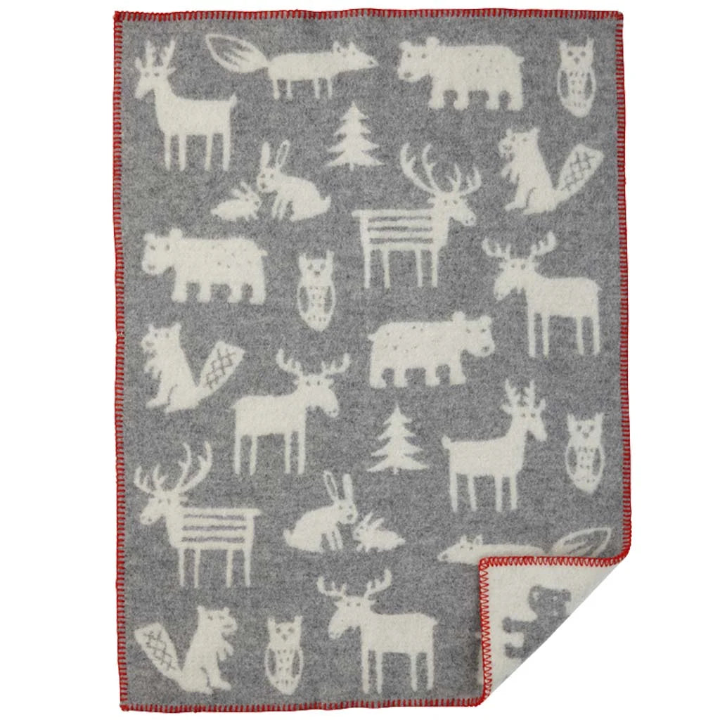 Couverture bébé en laine Forest Lime Blossom – 100% laine d'agneau – Klippan