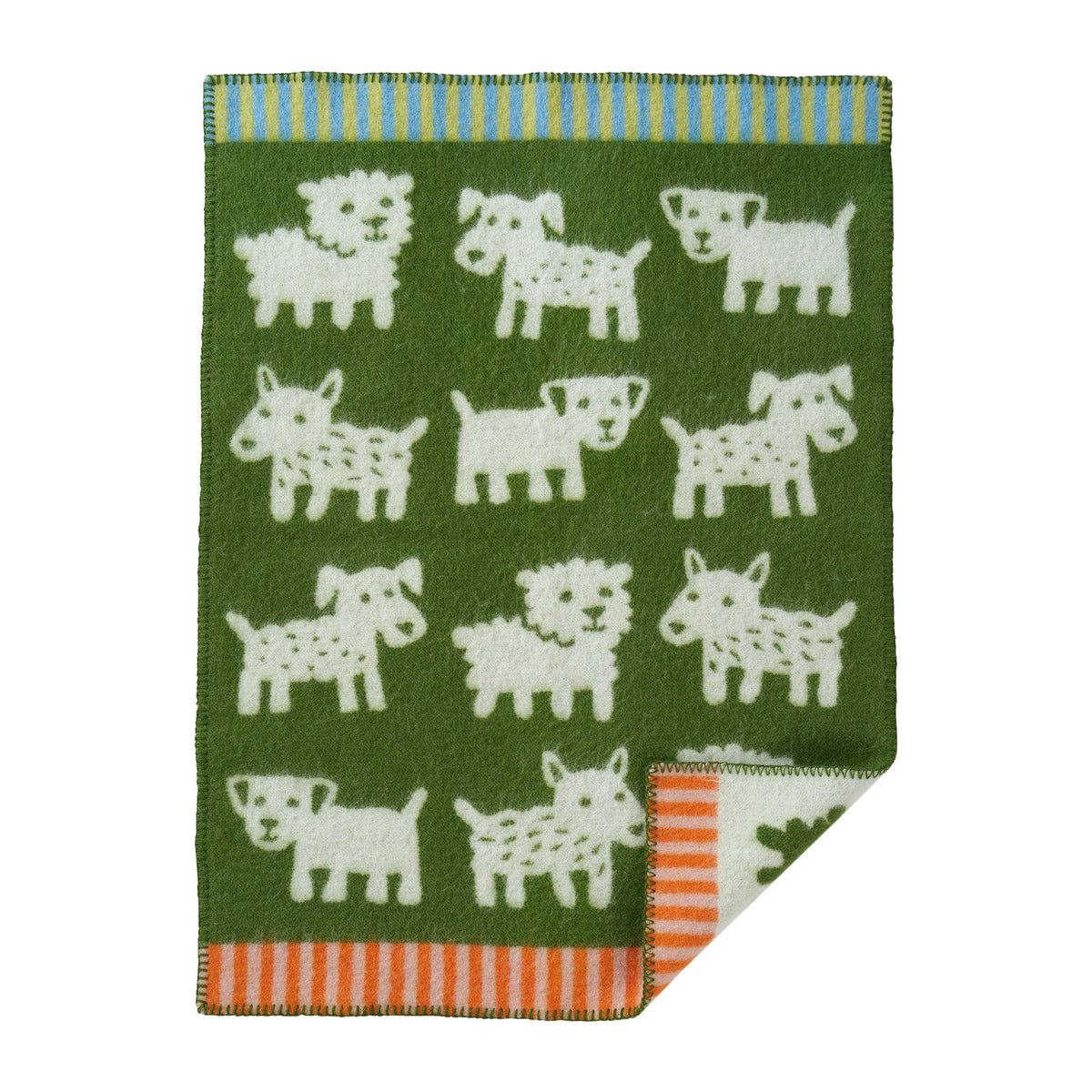 Couverture pour berceau Voff chiens - Laine biologique - Beige - 65x90 cm - Klippan