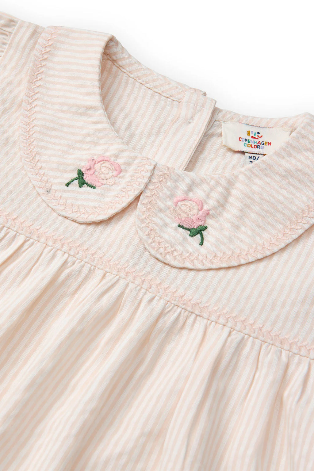 Seersucker blouse met kraag - Dusty Rose met Cream Stripe - Biologisch katoen - Copenhagen Colors - productfoto - afbeelding 3