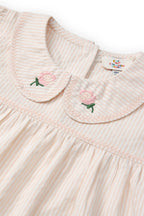 Seersucker blouse met kraag - Dusty Rose met Cream Stripe - Biologisch katoen - Copenhagen Colors - productfoto - afbeelding 3