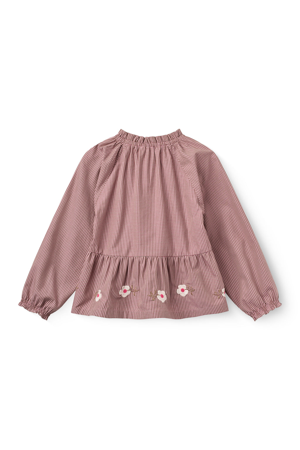 Blouse met borduursel - Winter Rose Check Comb - 100% biologisch katoen - Copenhagen Colors - achterkant