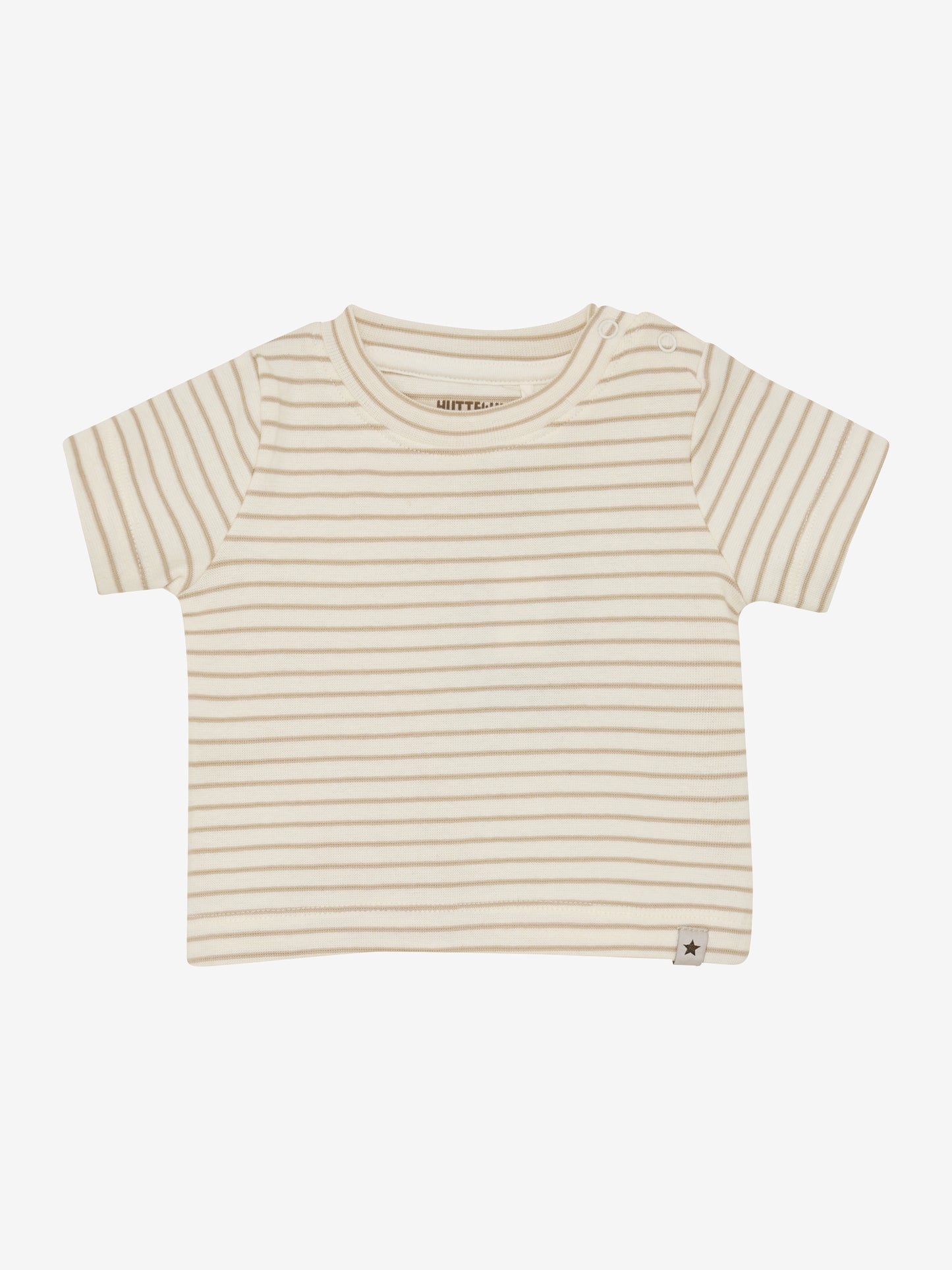 Baby T-shirt - Organic Cotton - Striped Beige/White Pepper - Huttelihut