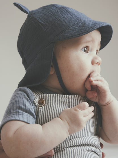 Baby sun hat with ears - Cotton muslin - HutteliHut