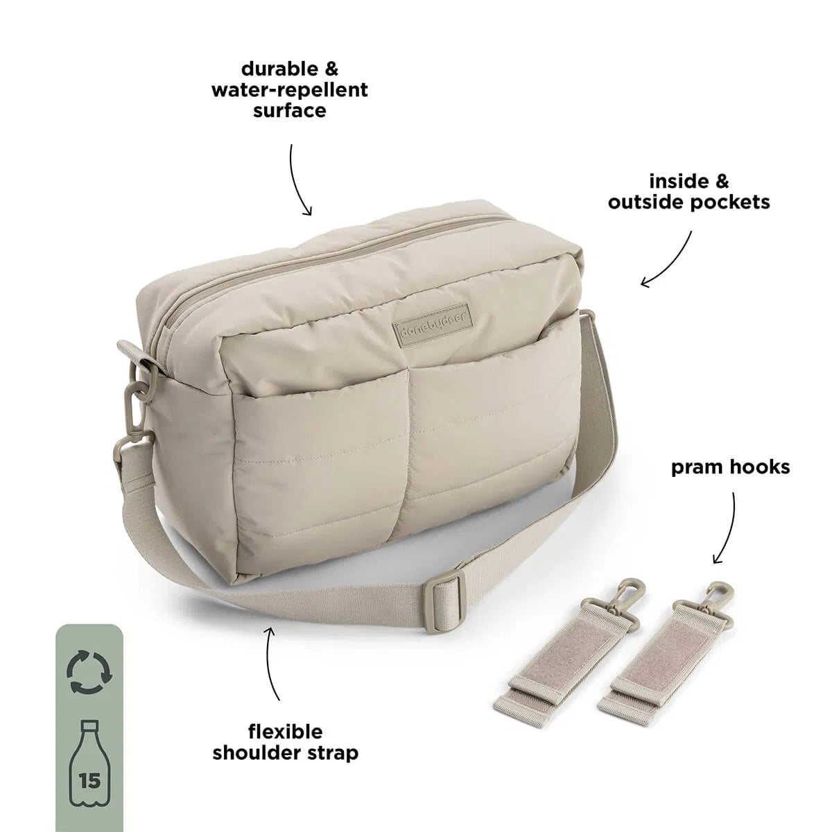 Gesteppte Wickeltasche - Sand - Done by Deer