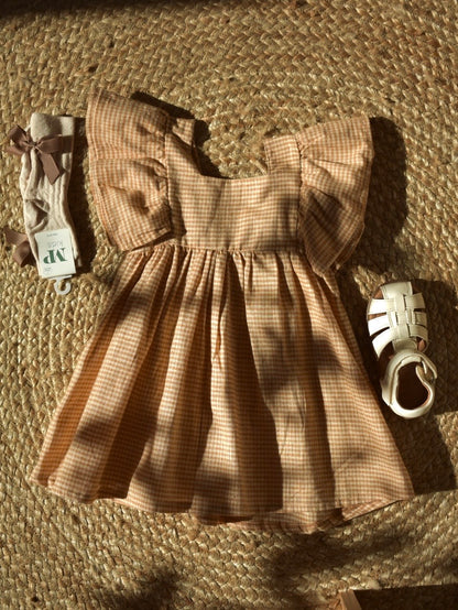Dress Azra - Linen/Cotton - Square Brown - Riffle Amsterdam
