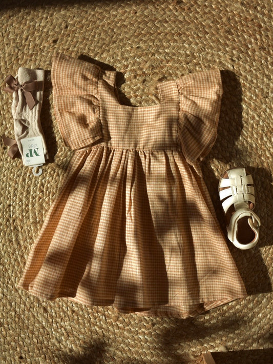 Kleid Azra - Leinen/Baumwolle - Square Brown/Braun - Riffle Amsterdam