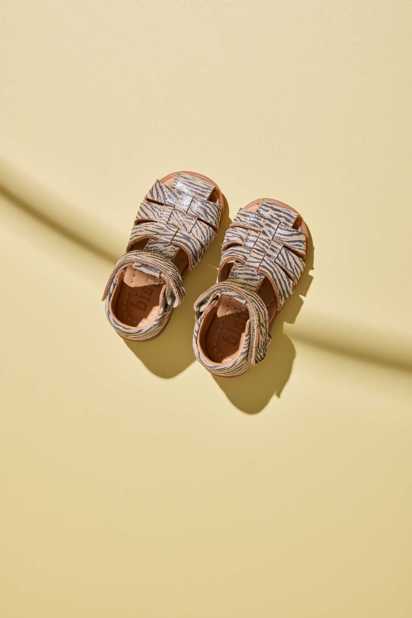 Leather sandal - Closed toe - Glitter zebra print - Bisgaard