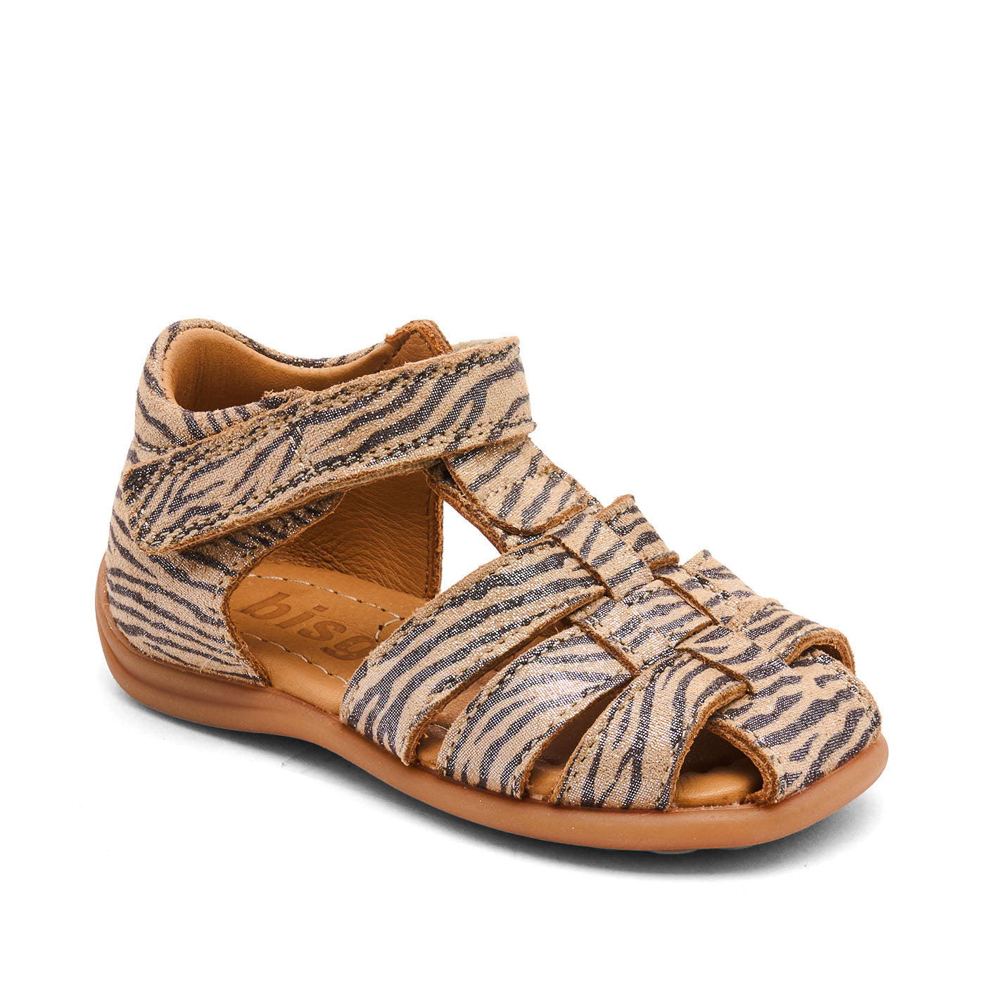 Leather sandal - Closed toe - Glitter zebra print - Bisgaard