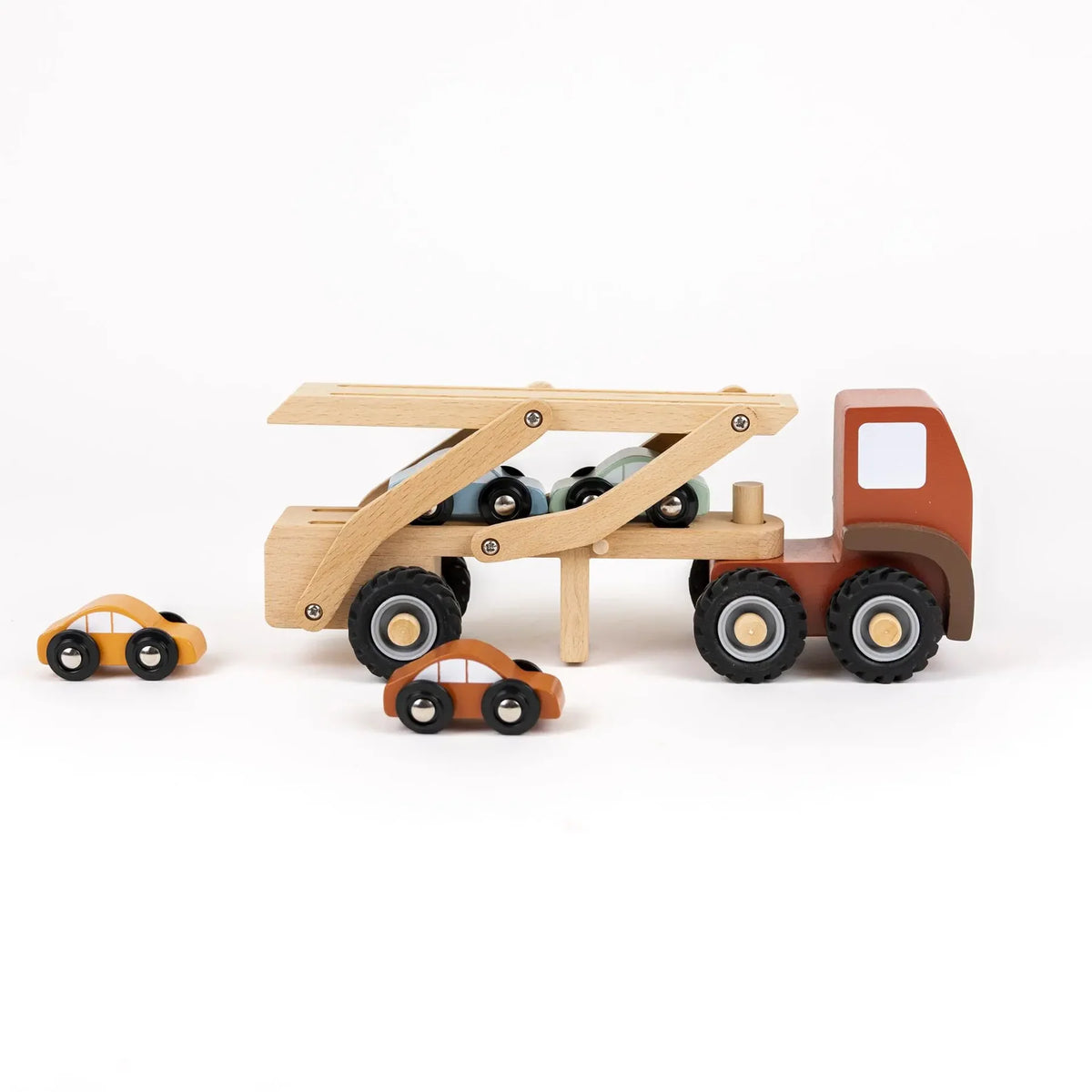 Houten Autotransporter – Houten vrachtwagen met 4 auto's – Egmont Toys