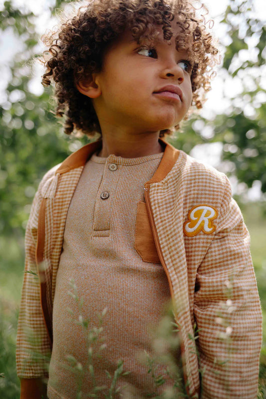 Top lange mouw Moon - Biologisch katoen - T shirt Moon lsl combo knit brown - Riffle Amsterdam