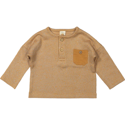 Langarmshirt Moon - Bio-Baumwolle - T-Shirt Moon LSL Combo Knit Brown - Riffle Amsterdam
