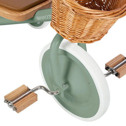 Kinder driewieler met rieten mandje - Trike Vintage - Forest Green - Banwood