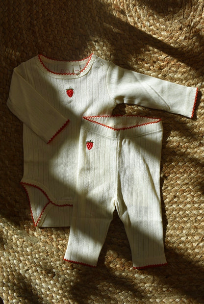 Romper Flora Pointelle - Cotton - Gentle Cream/Off-white - Flöss