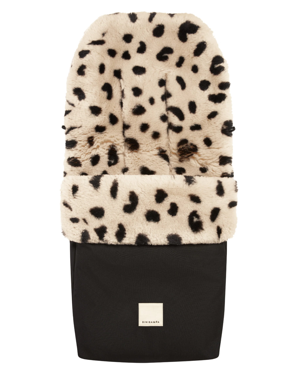 Fußsack Puffmuff® - Merino-Lammfell - Noir + Leopard - BINIBAMBA