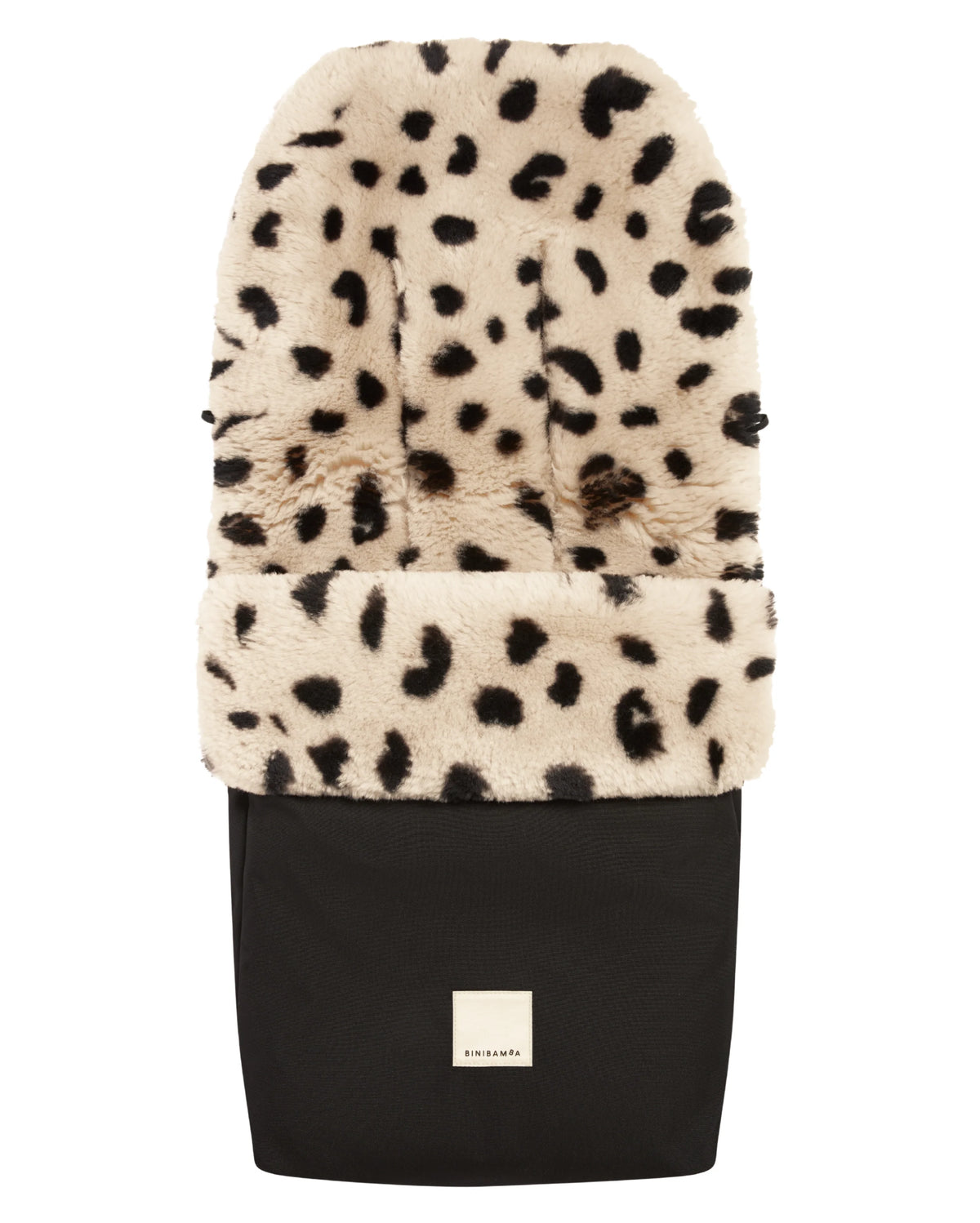 Fußsack Puffmuff® - Merino-Lammfell - Noir + Leopard - BINIBAMBA