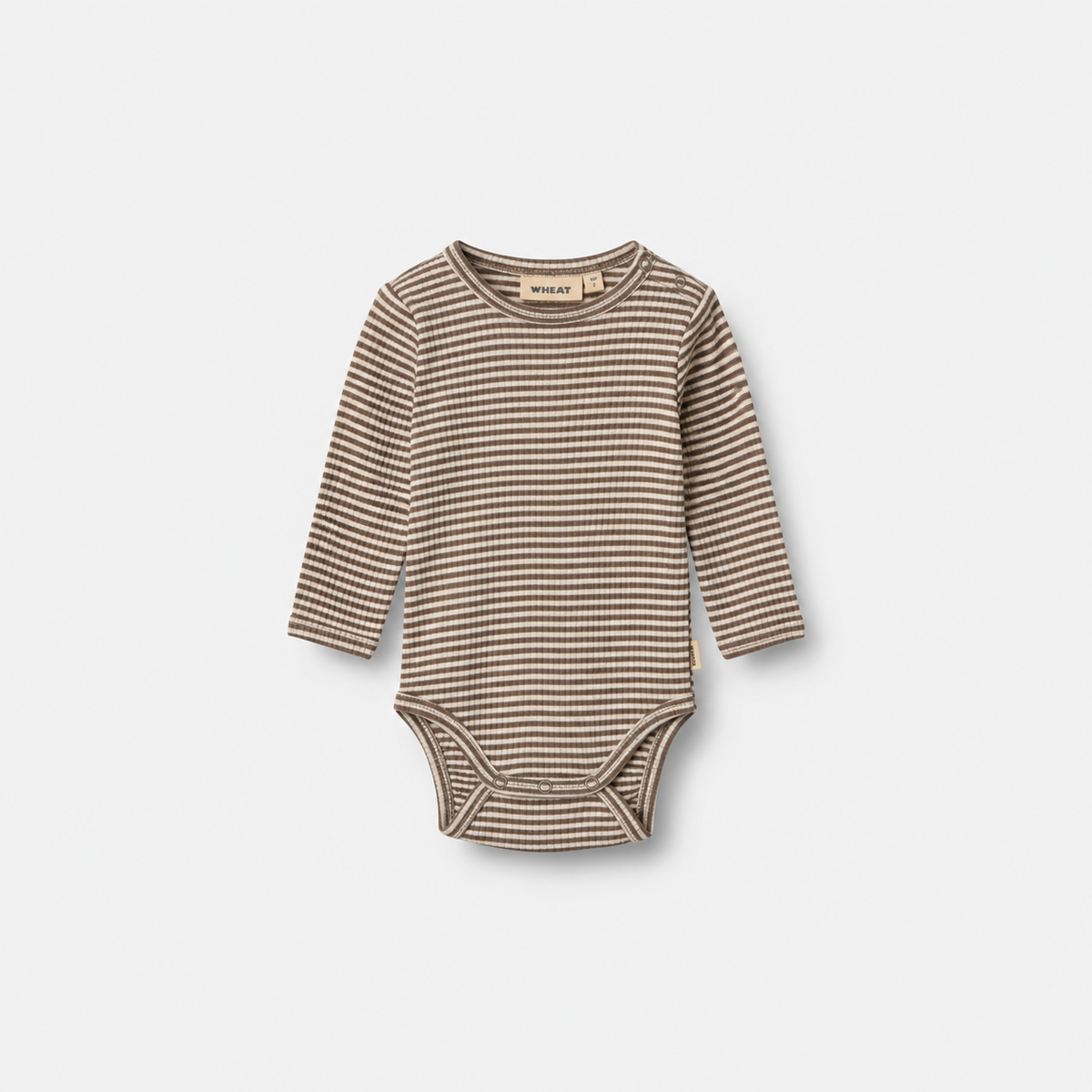 Wollstrampler Lucca - Wood Stripe - 100% Merinowolle - Wheat