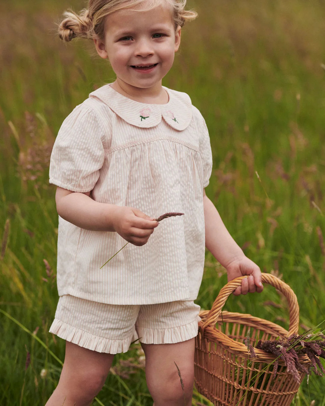 Kurze Hose - Seersucker Short - Dusty Rose mit Cream Stripe - Bio-Baumwolle - Copenhagen Colors