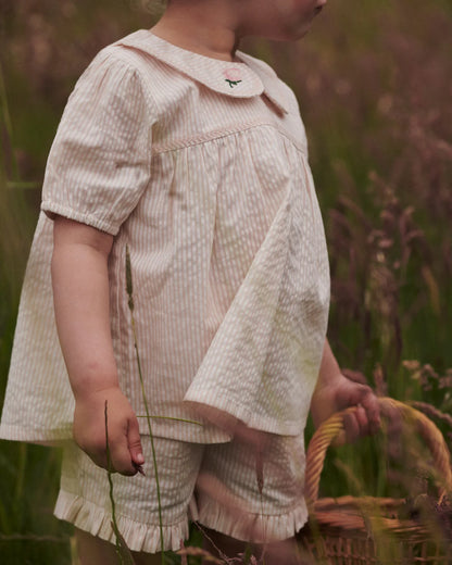 Kurze Hose - Seersucker Short - Dusty Rose mit Cream Stripe - Bio-Baumwolle - Copenhagen Colors