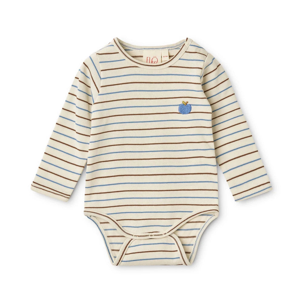 Emil O-N Body – Brown-Blue Stripe – 100% cotton - Flöss