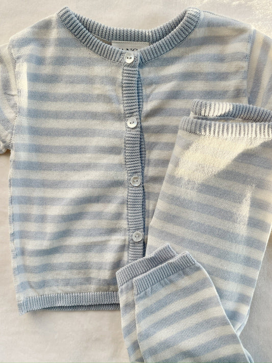 Dungebreid broekje - Venti Knit Leggings - Gray Dawn/Blauw - Biologisch Katoen - GOTS - Konges Sløjd