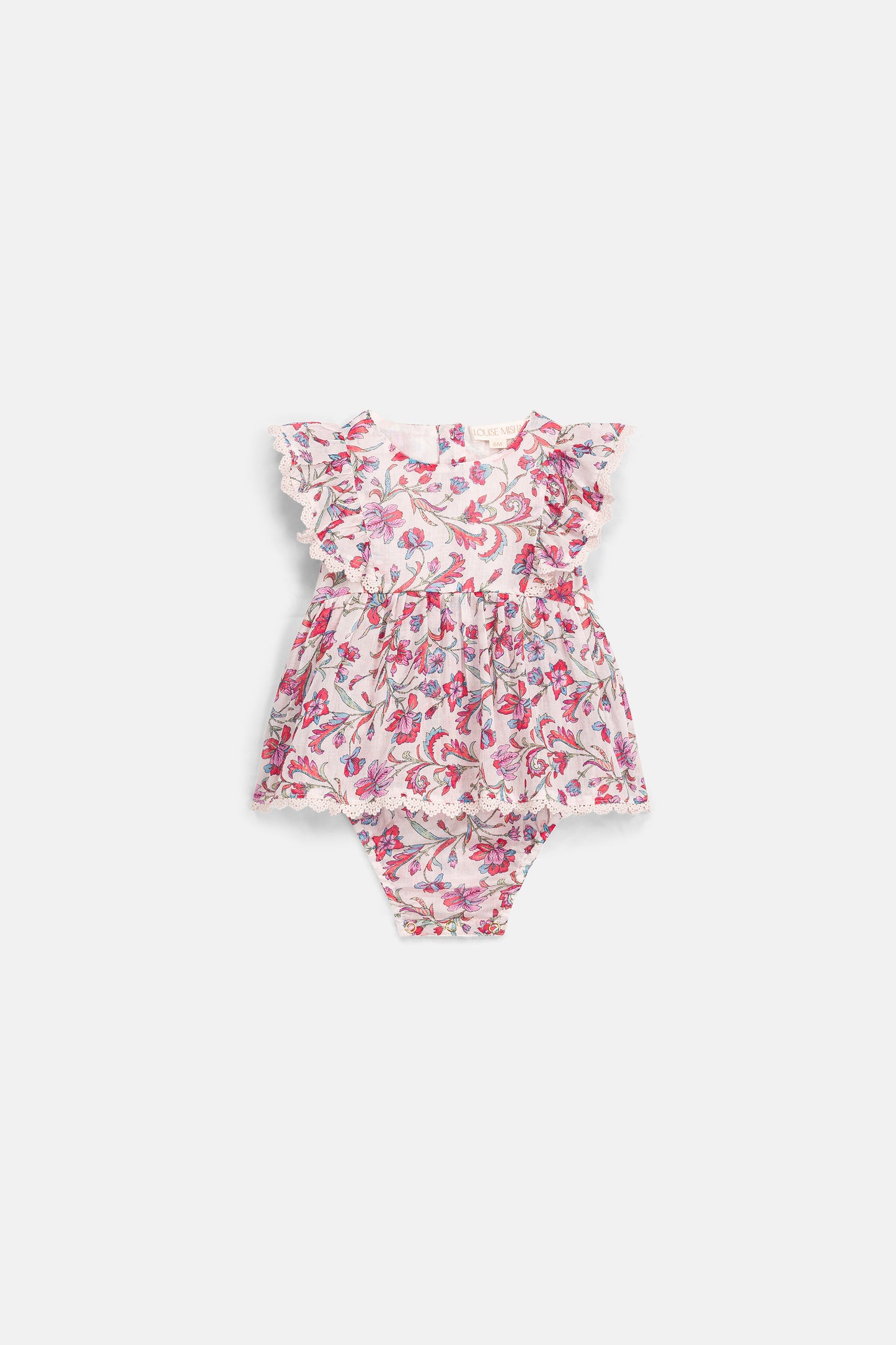 Lena Romper Dress - Organic Cotton - Cream Floral Haven - Louise Misha