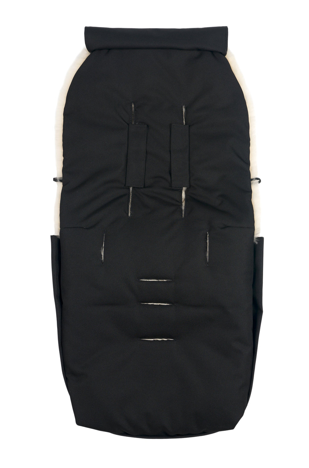 Fußsack Puffmuff® - Merino-Lammfell - Noir + Leopard - BINIBAMBA